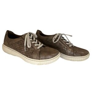 Clarks Sneakers Women Size 8 Bronze‎ Excellent Metallic Laser Cut Lace Up Shoes
